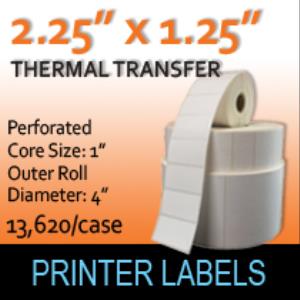 Thermal Transfer Labels 2.25" x 1.25" Perf